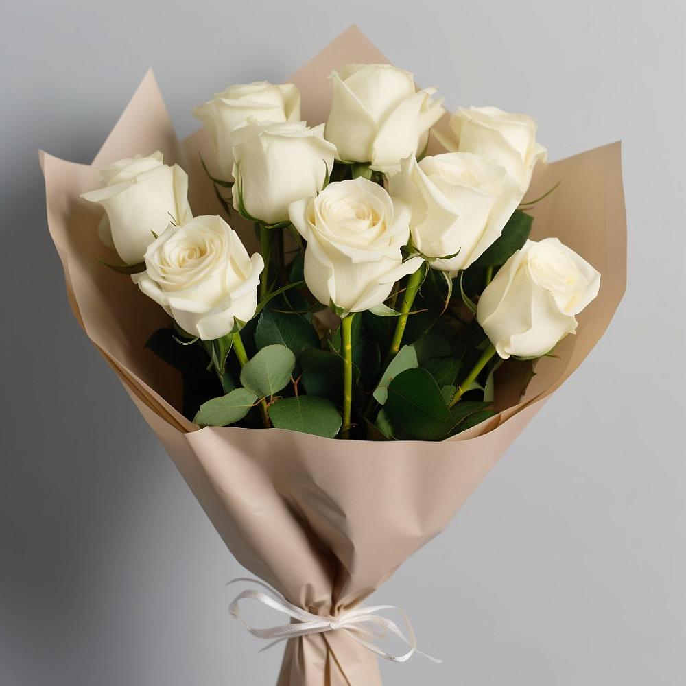 Букет 9 Белых роз Эдлесс Лав в Новокубанске