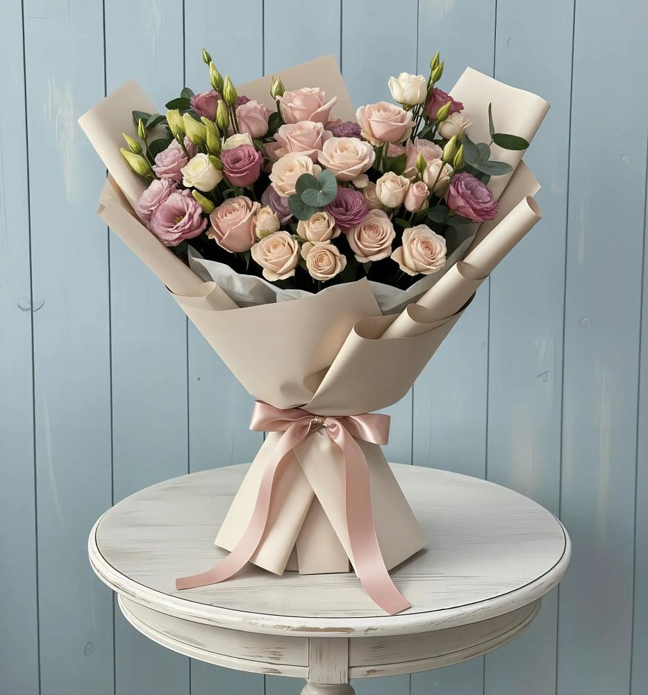 Букет цветов из: Розы и Лизиантусы в Новокубанске