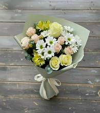 Букет цветов из:  Альстромерии, Розы и Хризантемы в Новокубанске